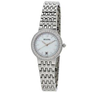 NWT Authentic Bulova Quadra Quartz White Mother of Pearl Dial Women's Watch